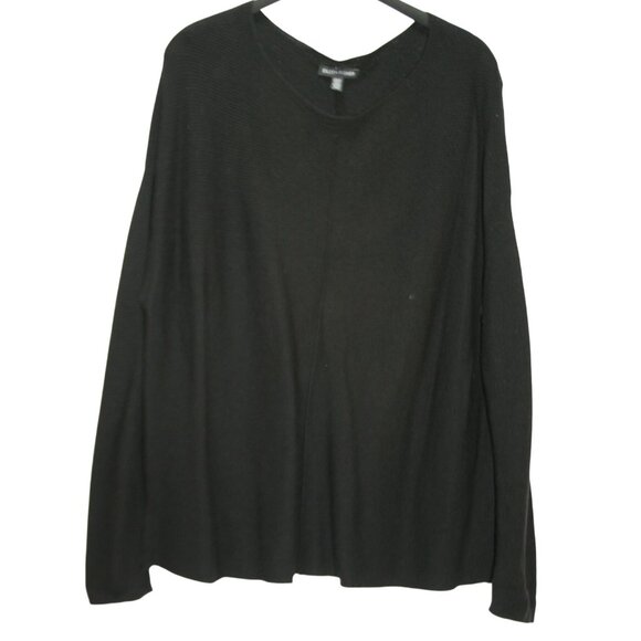 Eileen Fisher Womens Medium 100% Merino Wool Sweater Black Lightweight Capsule - Picture 1 of 8